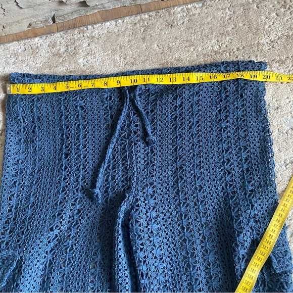 Blanco by Nature Crochet Beach Pants Knitted Pull On Drawstring Waist Teal: Med - Picture 6 of 10